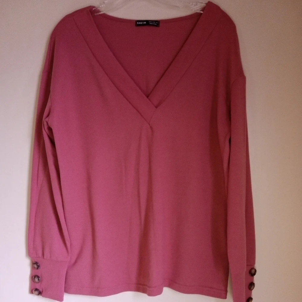 Shein V-Neckline sweater with button detail